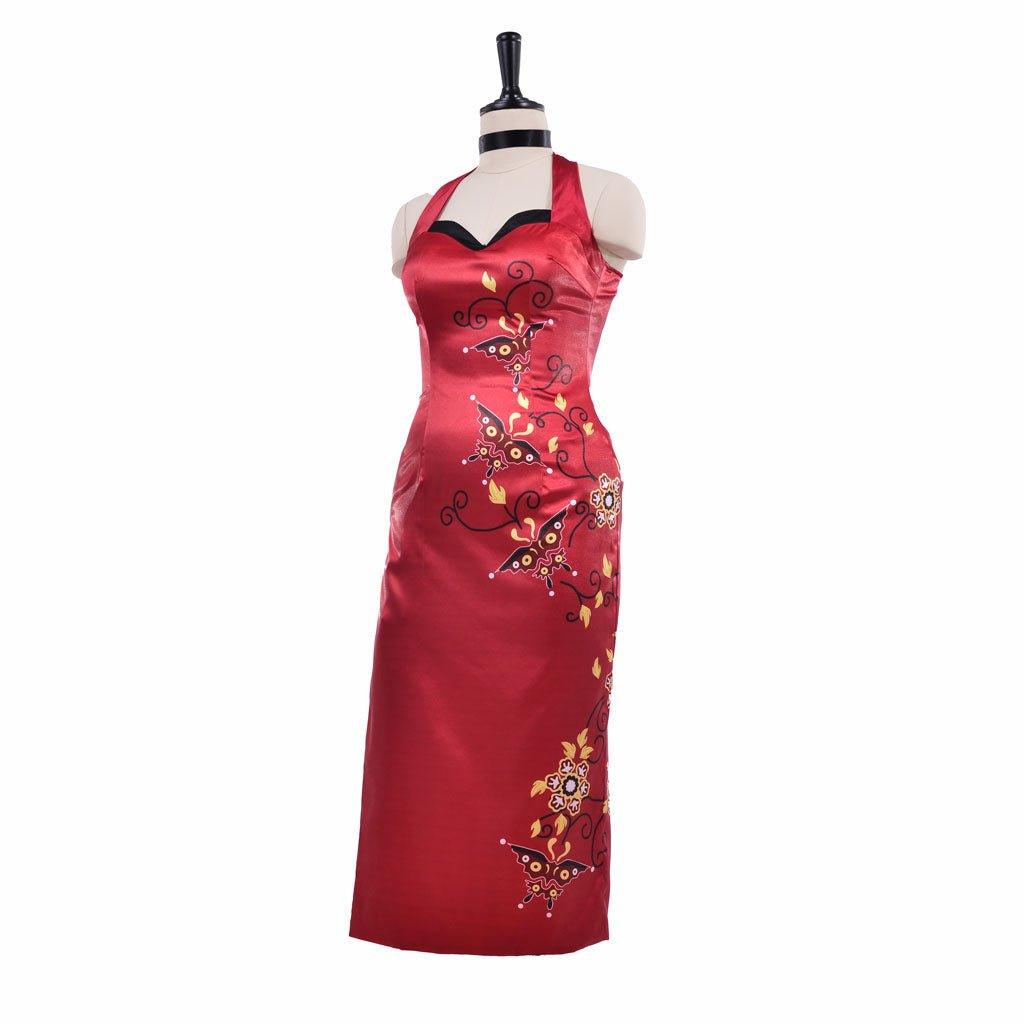 Vestido Cheongsam Vermelho Estampado Ada Wong Cosplay | Resident Evil - Estrela Cosplay