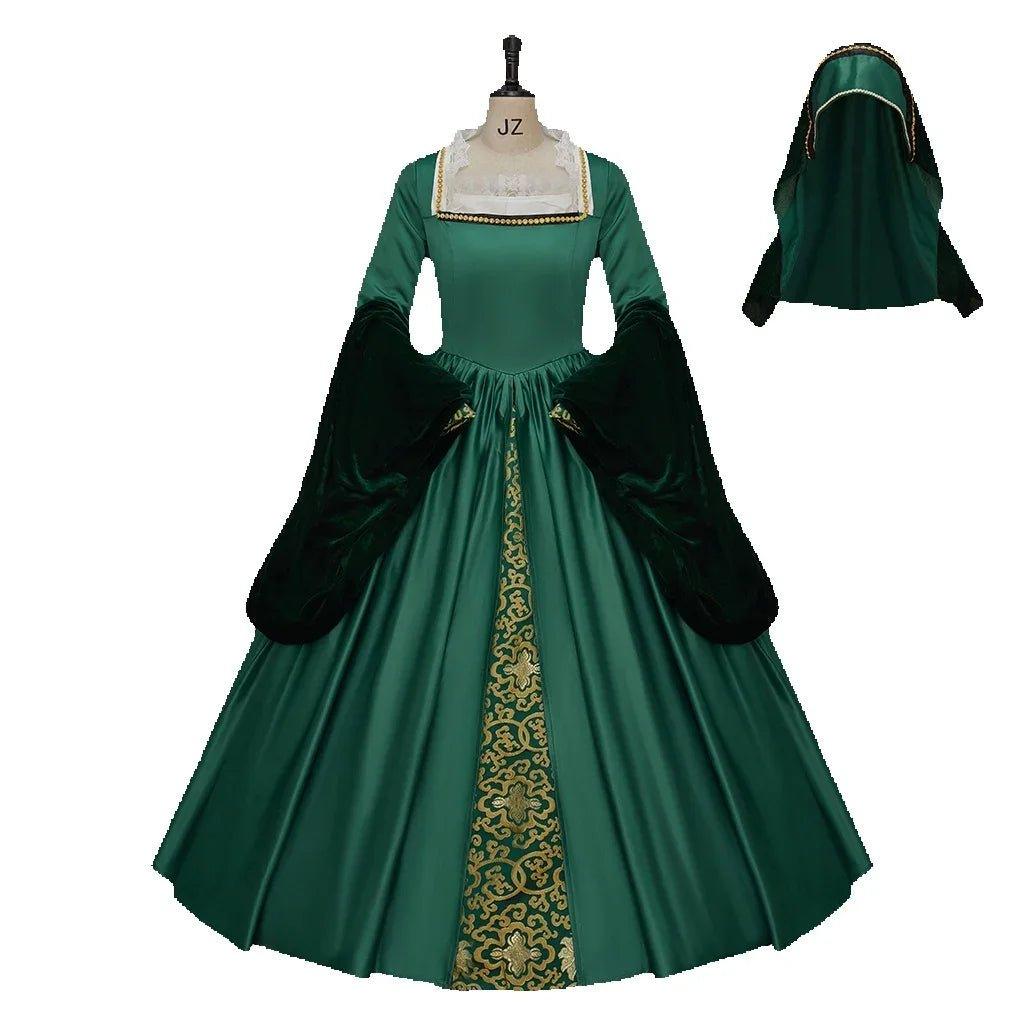 Fantasia Rainha Elizabeth Tudor Verde - Vestido Inspirado em Anne Boleyn - Estrela Cosplay
