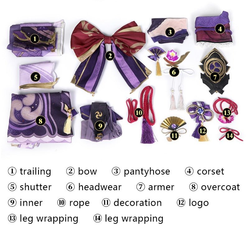 Traje de Cosplay Raiden Shogun Genshin Impact - Vestidos Elegantes para Halloween e Eventos - Estrela Cosplay