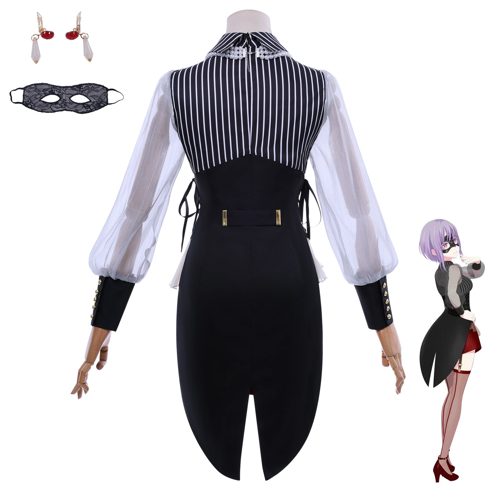 Fantasia de Cosplay BanG Dream! Ave Mujica Yutenji Wakamugi Halloween - Estrela Cosplay