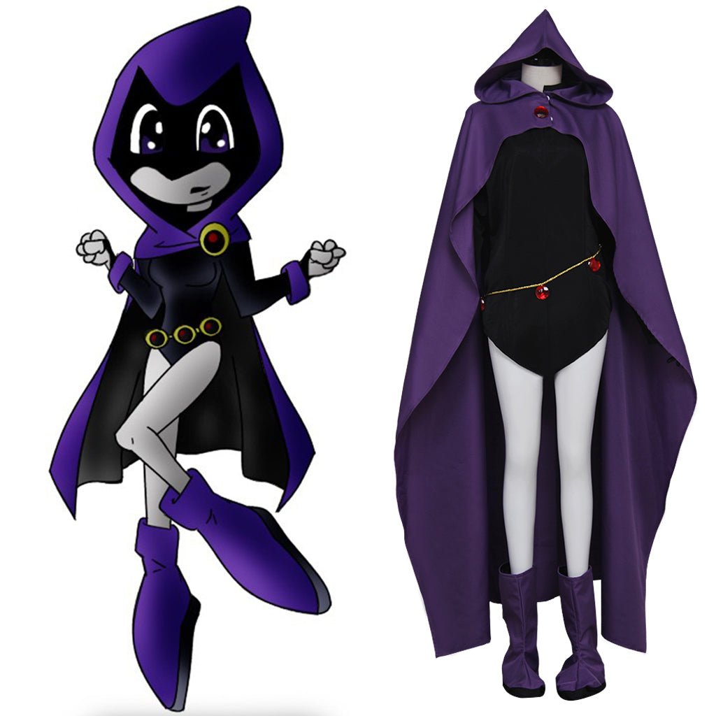 Fantasia de Raven dos Teen Titans - Cosplay de Super-Herói para Halloween com Capa e Unitard - Estrela Cosplay