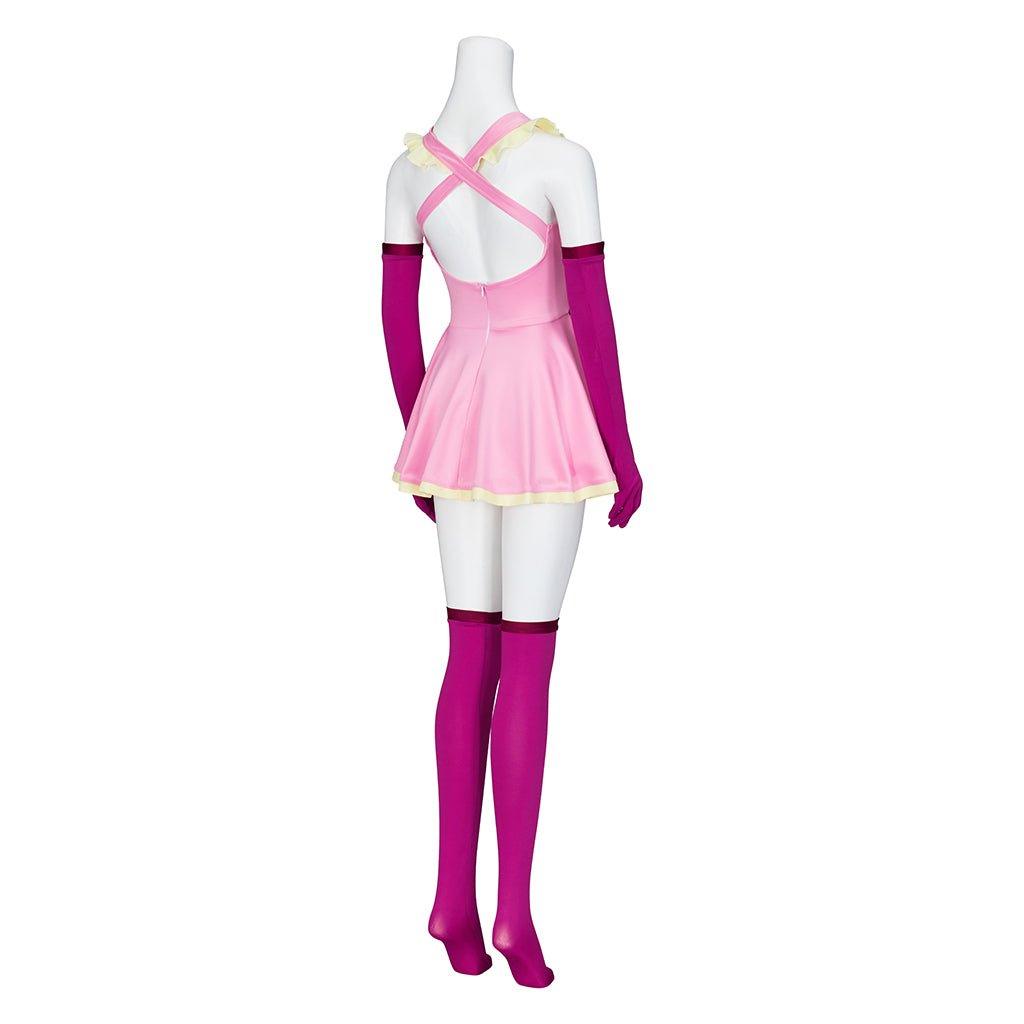 Vestido Rosa Cosplay Anime Me!Me!Me! MeMeMe-chan com Luvas e Meias | Fantasia Halloween para Mulheres e Meninas - Estrela Cosplay