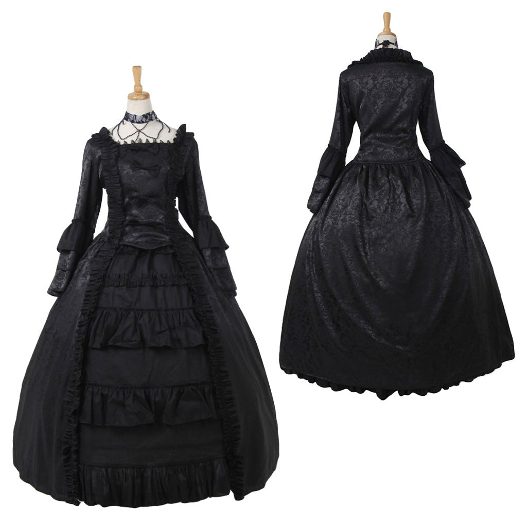 Vestido Lolita Vitoriano de Morango - Vestido Lolita Preto Inspirado no Estilo da Corte Gótica para Cosplay e Eventos - Estrela Cosplay