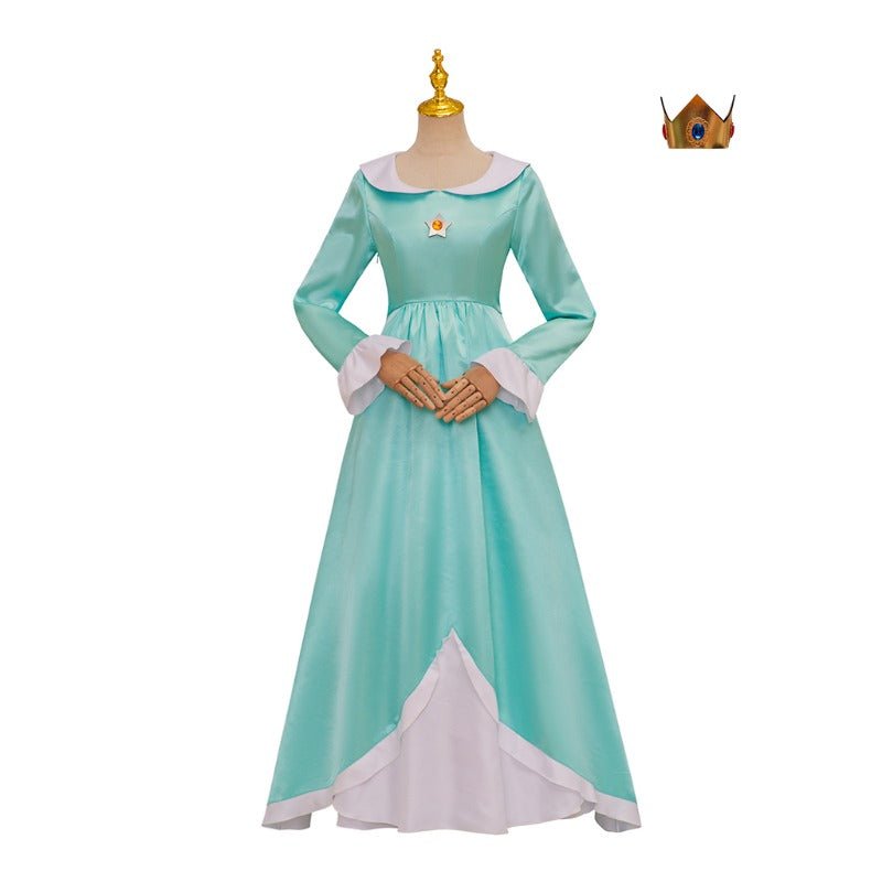 Fantasia de Princesa Rosalina - Vestido Azul Longo com Acessórios de Coroa para Mulheres e Adolescentes - Estrela Cosplay