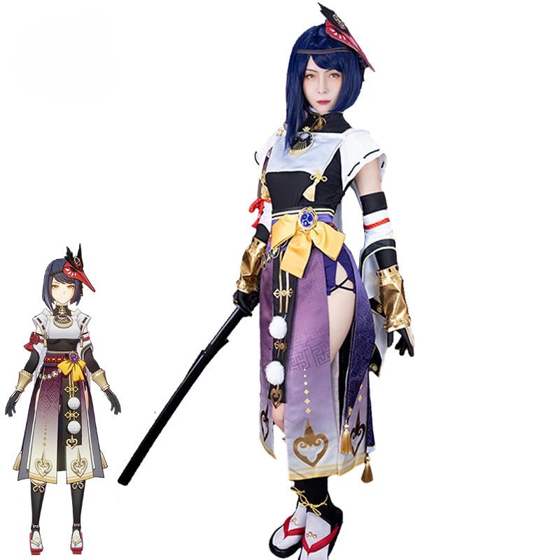 Fantasia Kujou Sara Genshin Impact - Fantasia Sara Mulher Vestido Conjunto Completo com Chapéu Vermelho - Estrela Cosplay