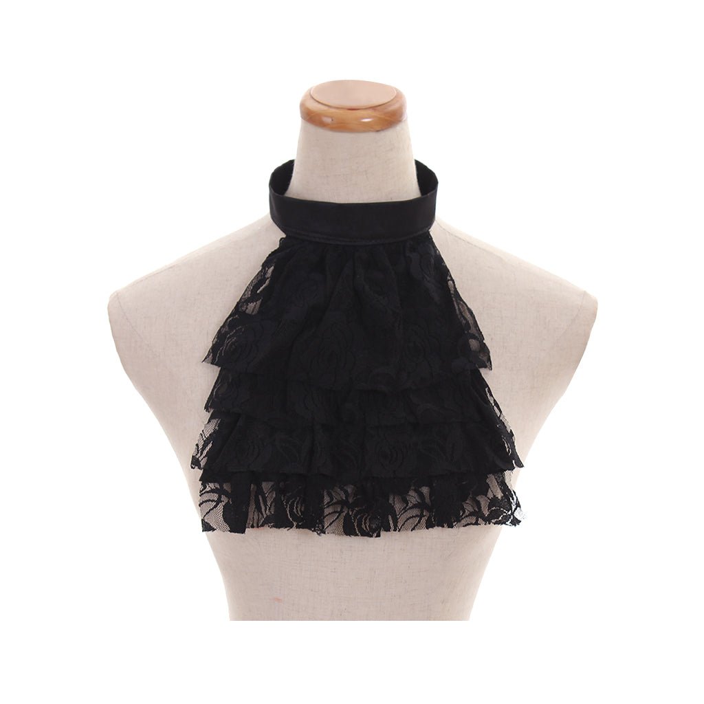 Colarinho de Renda Preta Detalhado Estilo Vitoriano para Cosplay, Gótico e Trajes Vintage - Estrela Cosplay