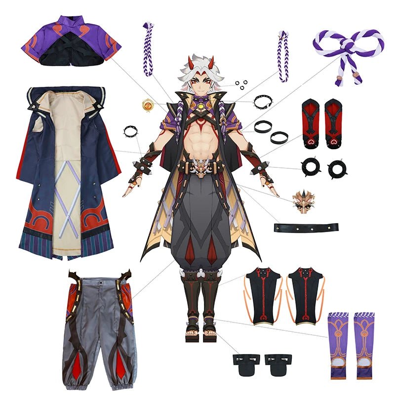 Fantasia de Cosplay Arataki Itto de Genshin Impact para Homens - Conjunto Completo para Halloween - Estrela Cosplay