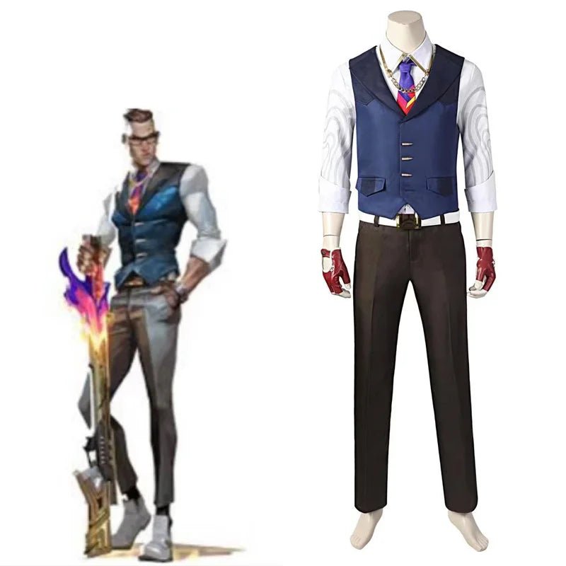 Traje de Cosplay Valorant Chamber para Homens - Fantasia Completa para Halloween e Carnaval - Estrela Cosplay