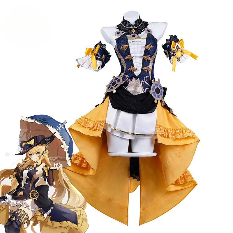 Fantasia Genshin Impact Fontaine Navia Spina di Rosula - Vestido Steampunk com Chapéu para Mulheres - Estrela Cosplay