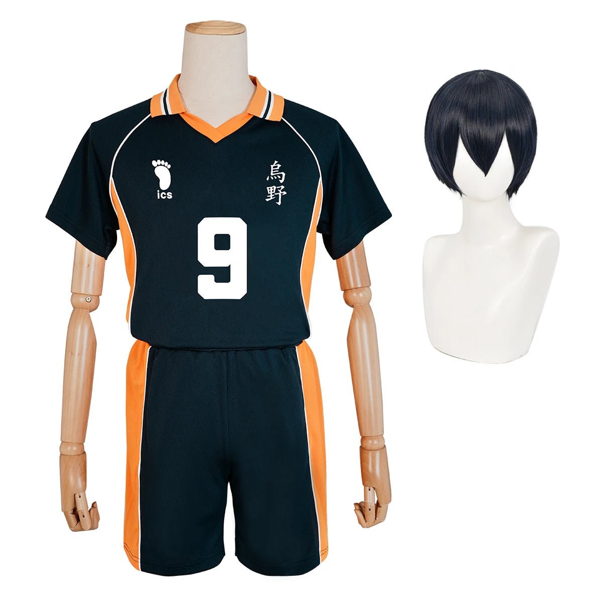 Cosplay Kageyama Tobio Haikyuu - Camisa e Peruca Karasuno NO.9 Uniforme de Vôlei - Estrela Cosplay