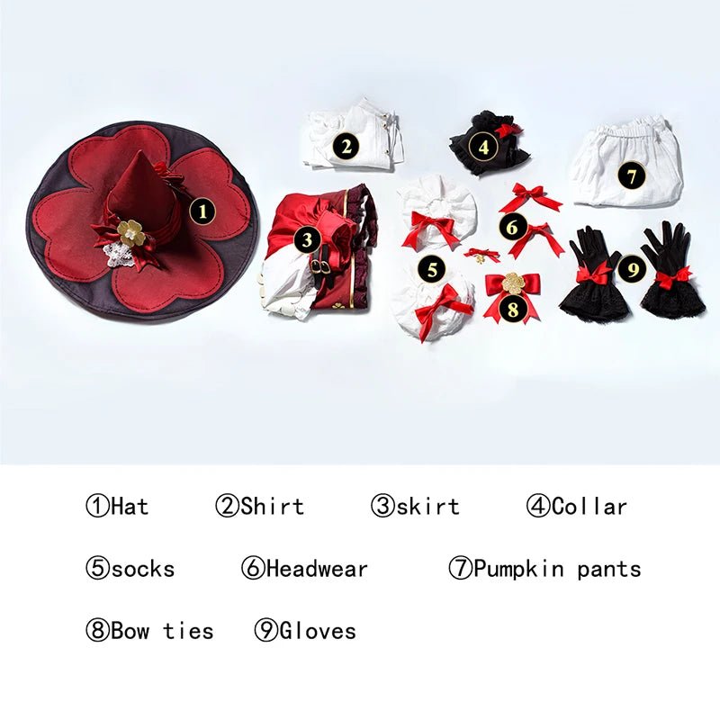 Fantasia Klee Cosplay Genshin Impact - Bruxinha Klee Vestido Fofo para Mulher Halloween Carnaval Festa - Estrela Cosplay