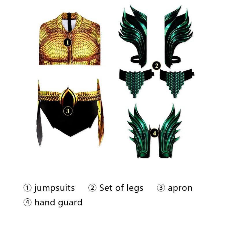 Traje de Cosplay Arthur Curry Fato Dourado – Aquaman Justice League para Homens - Estrela Cosplay