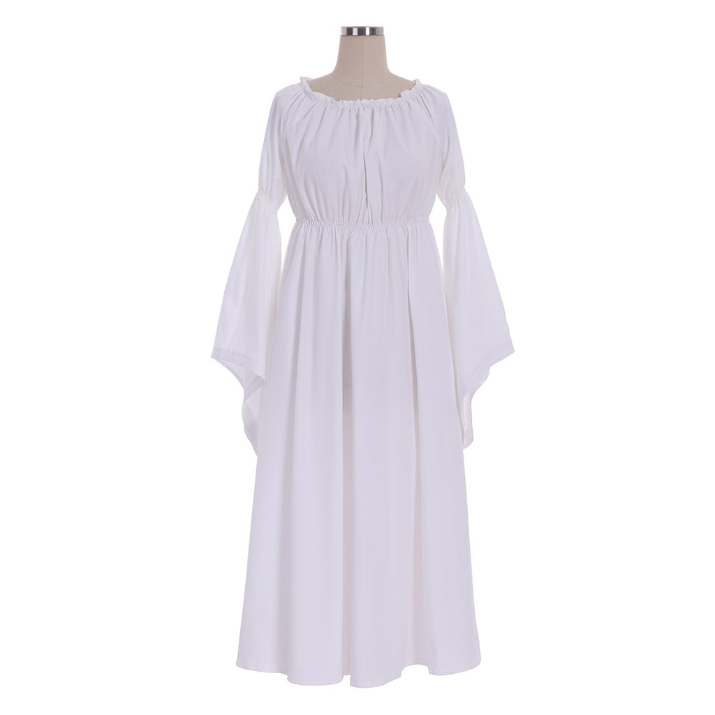 Vestido Elegante Branco de Baile Estilo Regência | Vestido de Chá Medieval para Bailes de Máscaras | Vestido de Mangas Compridas Estilo Lady Regência - Estrela Cosplay