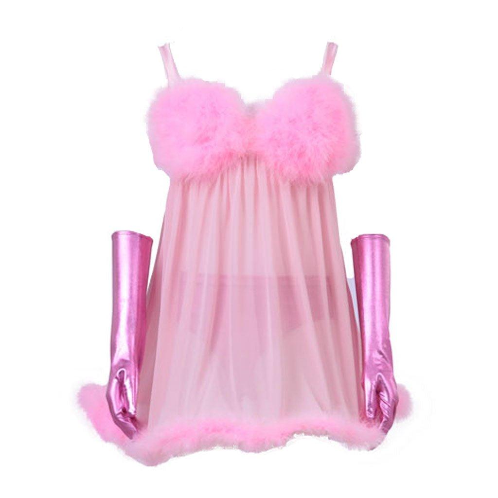 Fantasia Sexy de Fembot Rosa para Mulheres | Traje de Robô com Conjunto de Lingerie com Penas - Estrela Cosplay