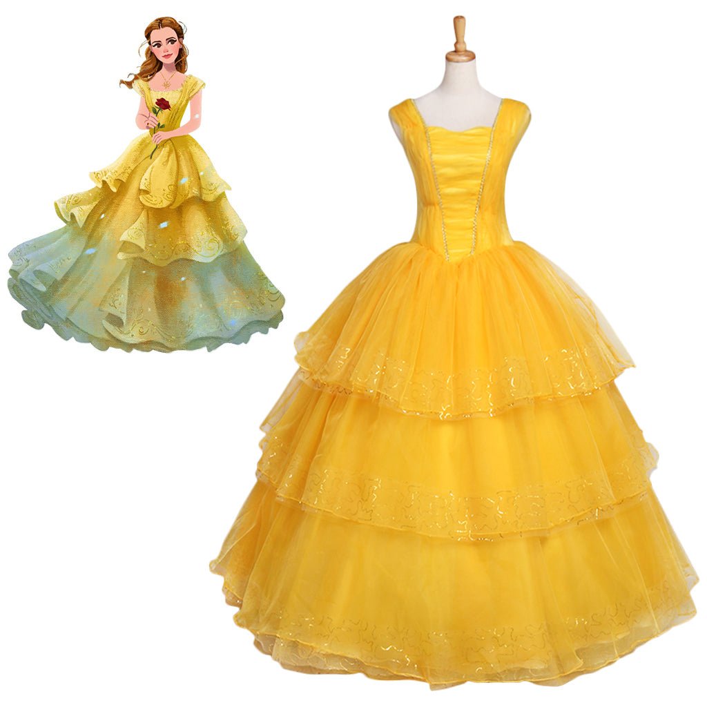 Fantasia Princesa Belle Cosplay | Vestido Adulto Princesa Disney Belle para Halloween e Festas Temáticas - Estrela Cosplay