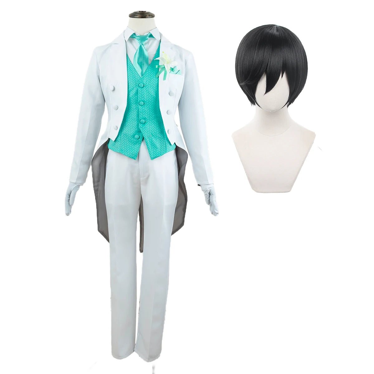 Fantasia Cosplay Rin Itoshi Blue Lock - Peruca, Tuxedo e Casaco de Cauda - Estrela Cosplay