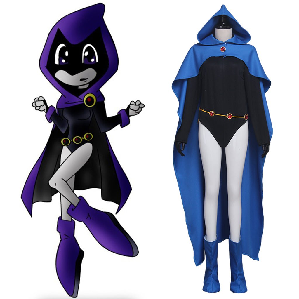 Fantasia de Raven dos Teen Titans - Traje de Superheroína com Capa Azul e Unitard para Halloween e Eventos - Estrela Cosplay