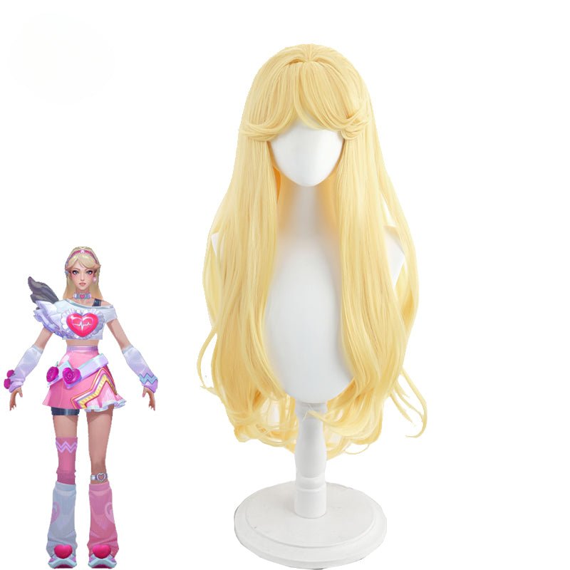 Peruca Cosplay LOL Lux Apaixonada 85cm Amarelo - Cabelo Sintético Resistente ao Calor - Estrela Cosplay