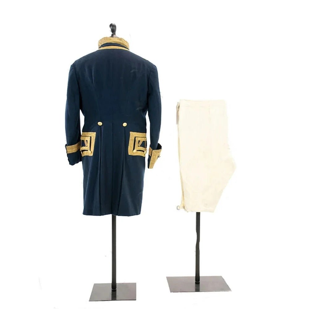 Traje Militar Rococó dos Anos 1770 - Era Louis Azul Marinho - Estilo Marie Antoinette - Fato Masculino Feito Sob Medida - Estrela Cosplay