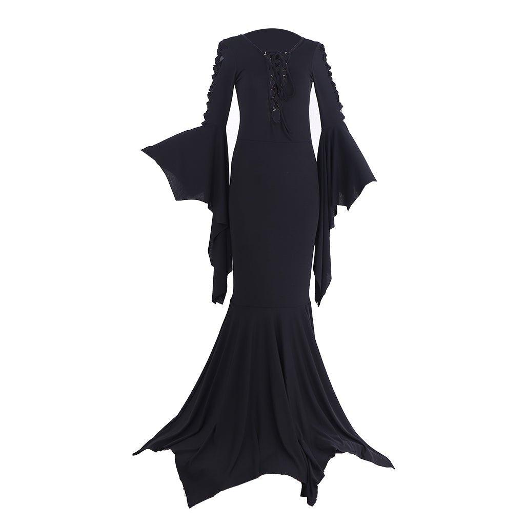 Vestido de Cosplay Morticia Addams | Gótico Vintage Comprido para Halloween - Estrela Cosplay