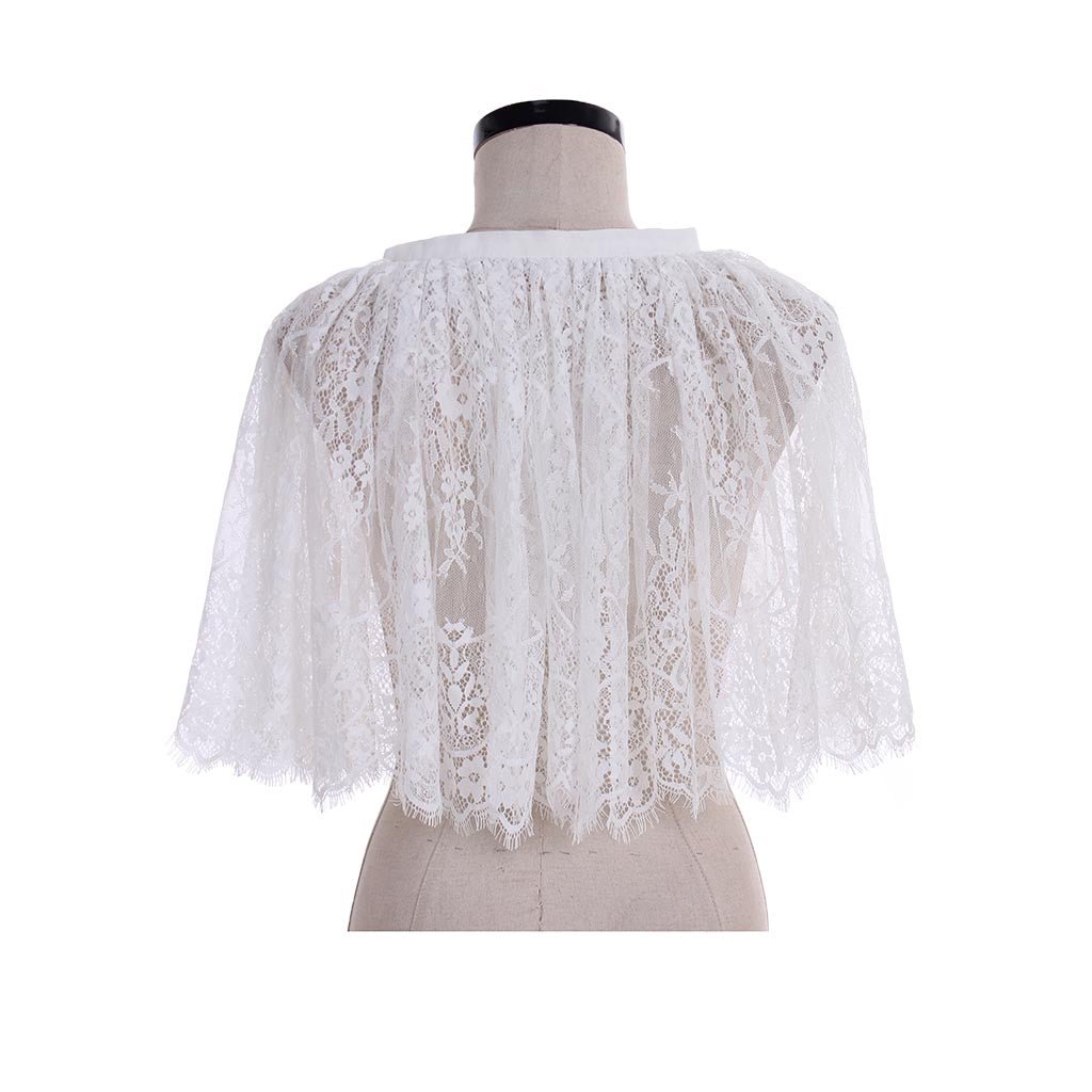Bolero de Renda Branco Elegante para Mulheres - Capa Curta para Casamentos e Vestidos de Noite - Estrela Cosplay