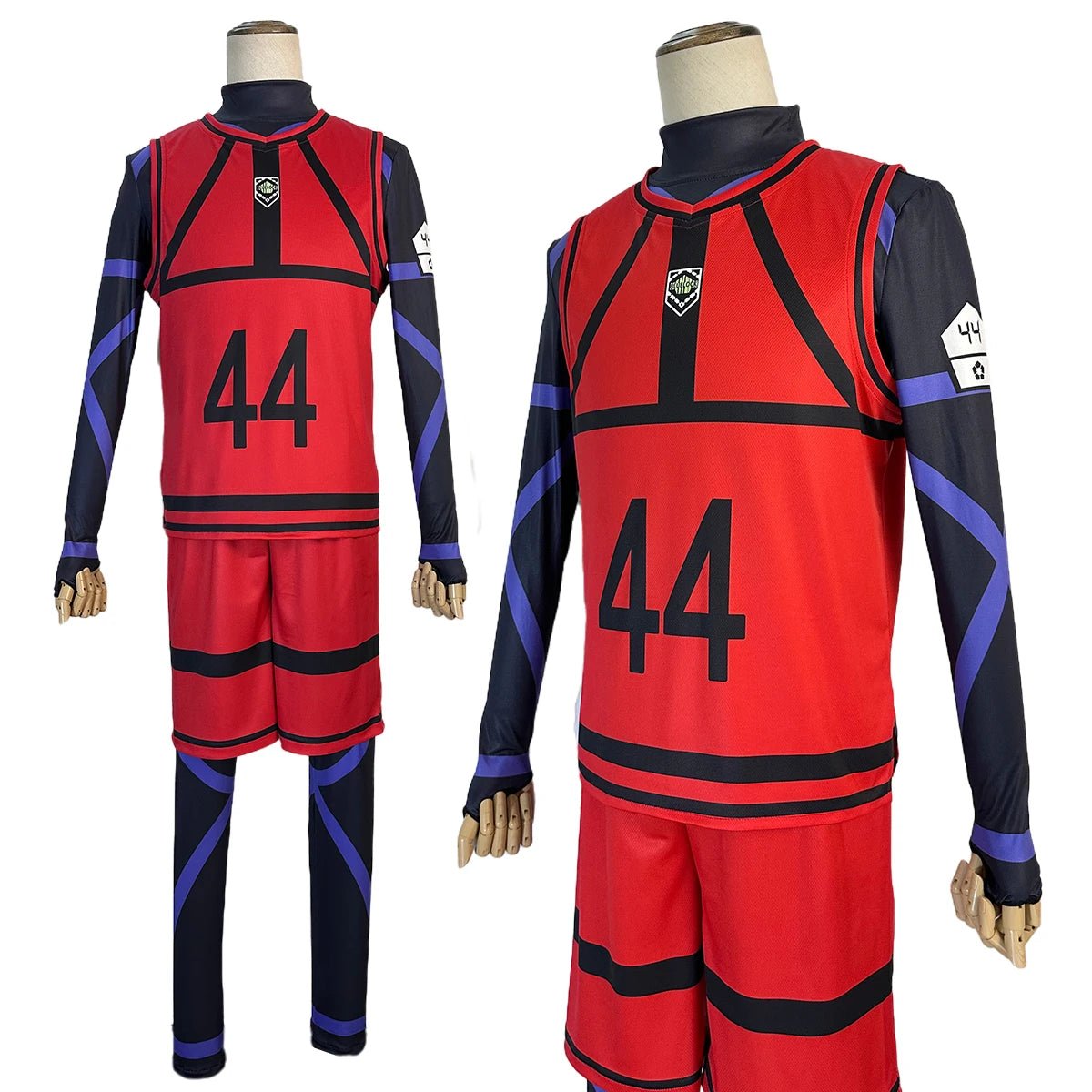 Uniforme de Treino de Futebol Vermelho Anime Blue Lock Cosplay Reo Nagi Rin Kunigam Peruca Sintética - Estrela Cosplay