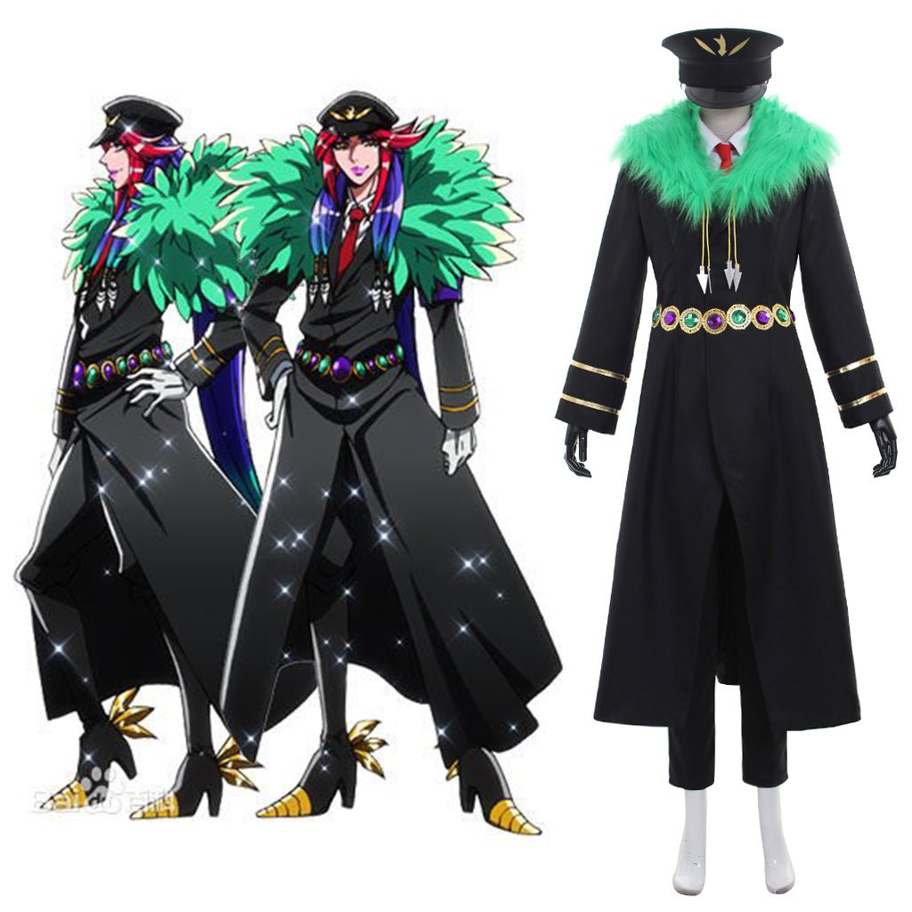 Fantasia de Cosplay Pheasant de Três Folhas Preto e Branco de Nanbaka - Estrela Cosplay
