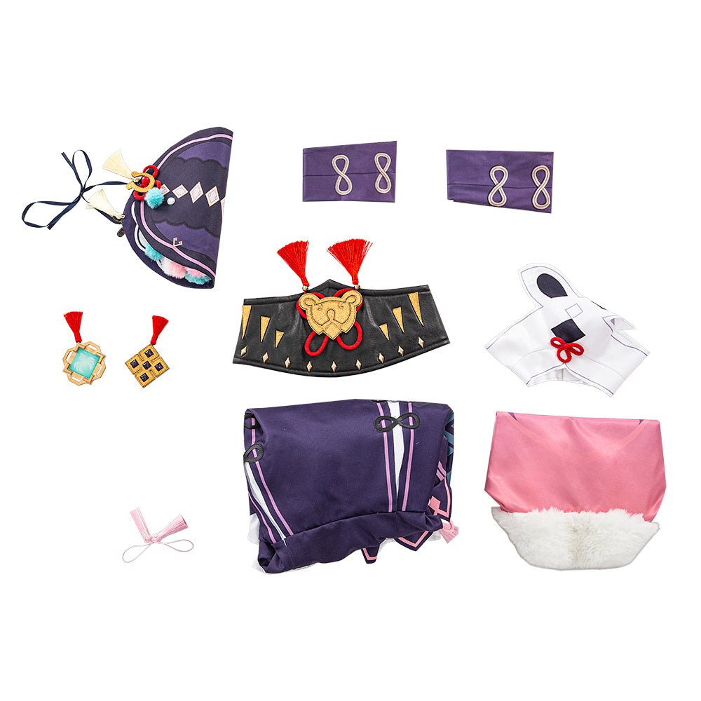 Genshin Impact - Fantasia de Cosplay Yunjin com Vestido Lolita, Chapéu e Meias para Mulheres Adultas - Estrela Cosplay