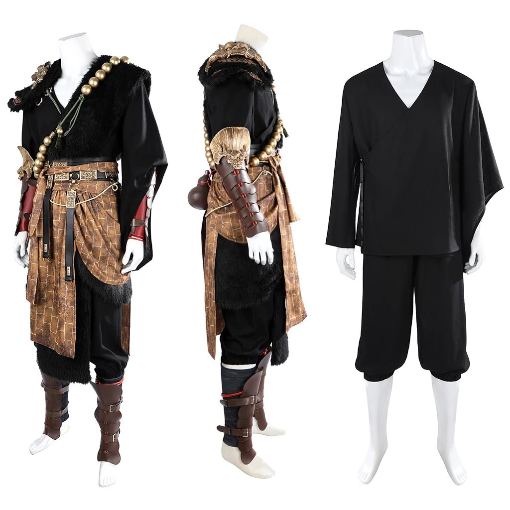 Fantasia Black Myth Wukong | Roupa de Cosplay Premium em Seda Preta e Dourada | Conjunto Completo - Estrela Cosplay
