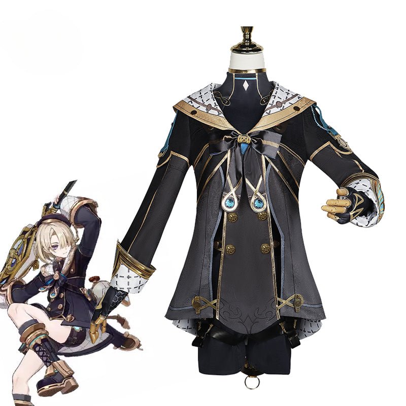 Fantasia Cosplay Freminet de Genshin Impact - Uniforme de Mágico com Chapéu para Halloween, Festas e Role Play - Estrela Cosplay