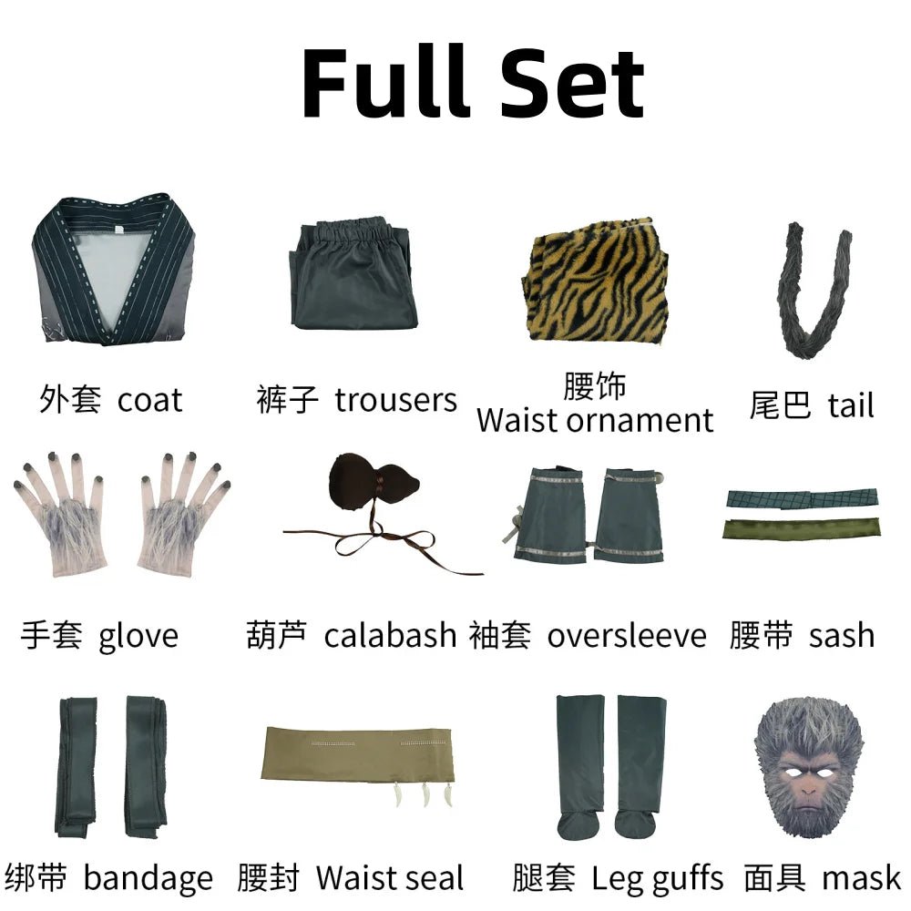 Fantasia de Black Myth: Wukong | O Destinado Traje de Guerreiro Mascarado para Halloween e Expos de Anime - Estrela Cosplay