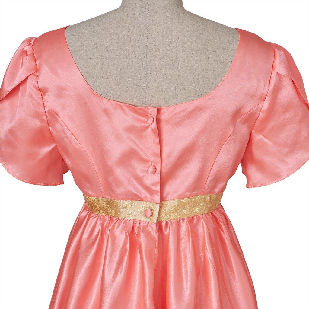 Vestido Medieval Império Tradicional - Cosplay Bridgerton em Seda Laranja Profundo - Estrela Cosplay