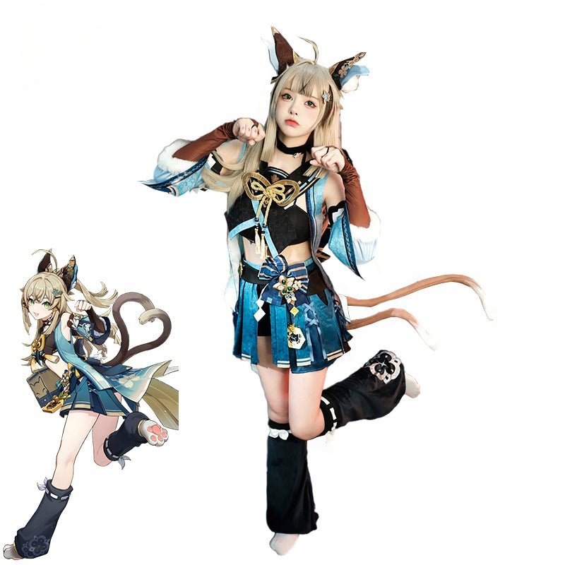 Fantasia de Cosplay Kirara Genshin Impact Estilo Gato Uniforme Feminino Completo - Estrela Cosplay