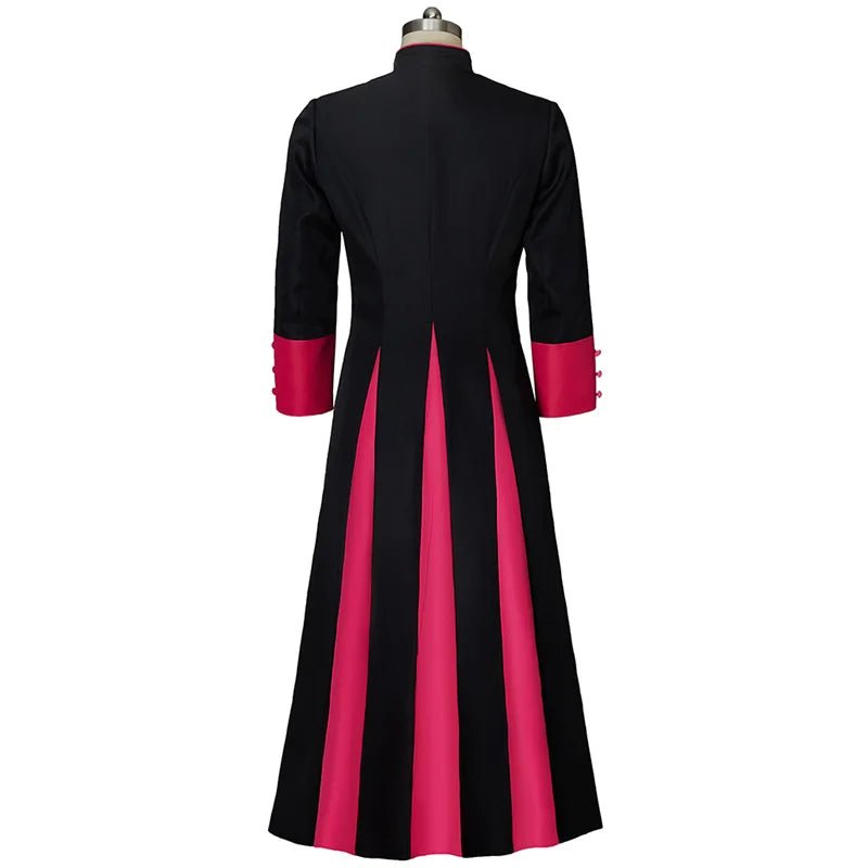 Veste Clerical Medieval - Preta e Vermelha Cassaco Romano para Homens | Série Medieval Estrela do Cosplay - Estrela Cosplay