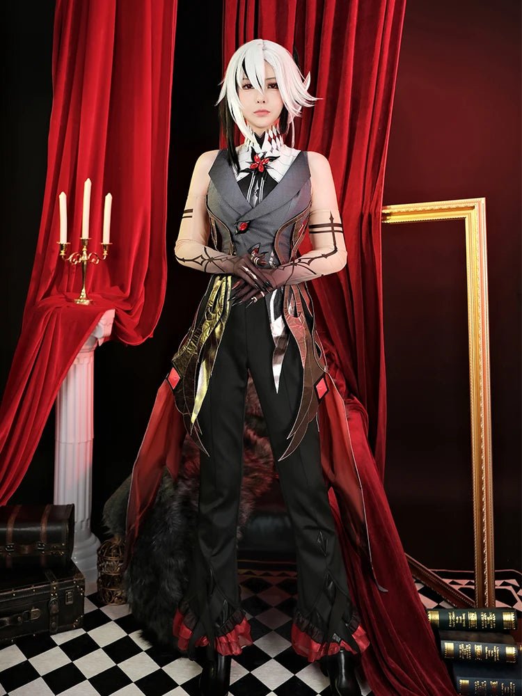 Fantasia de Arlecchino Cosplay Genshin Impact Fatui Servo Snezhnaya Arlecchino O Criado Traje de Halloween Uniforme Masculino - Estrela Cosplay
