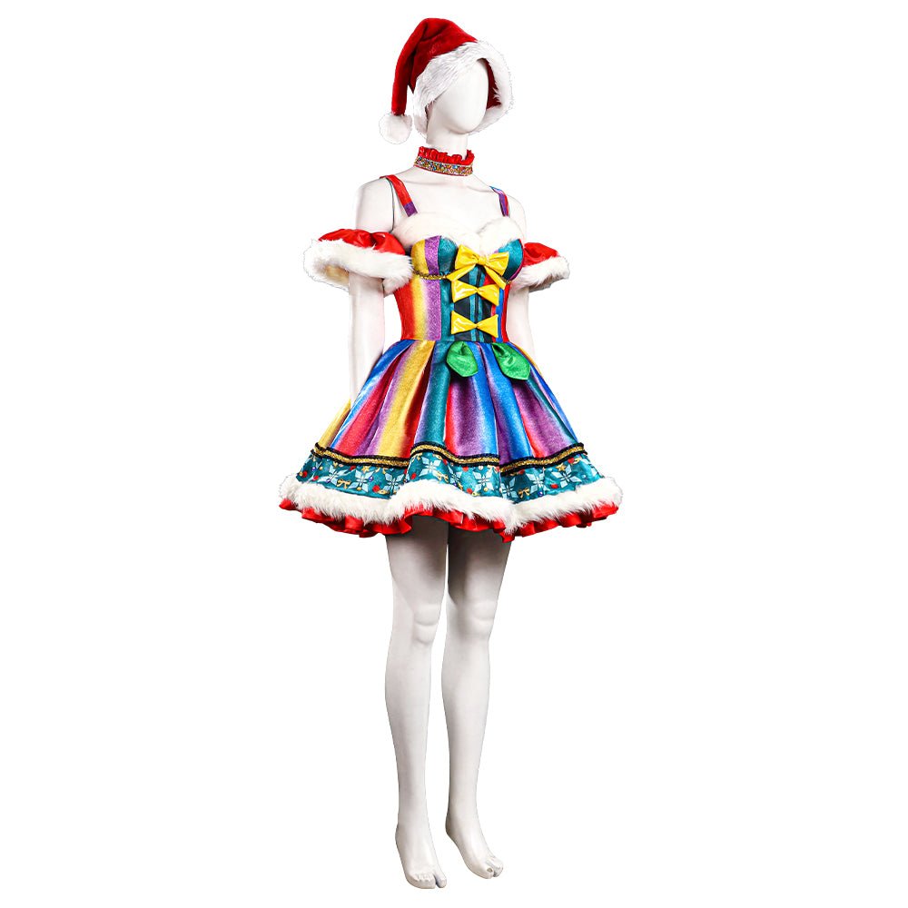 Vestido de Festa Colorido com Lantejoulas Mágico Natalino - Estilo Glamoroso de Natal - Estrela Cosplay