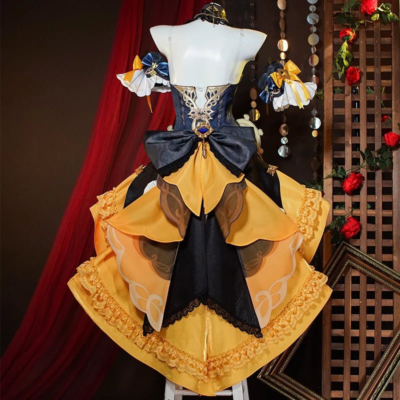 Fantasia Genshin Impact Fontaine Navia Spina di Rosula - Vestido Steampunk com Chapéu para Mulheres - Estrela Cosplay
