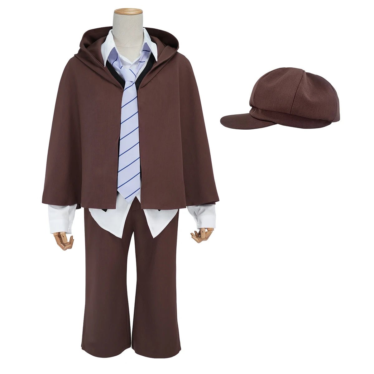 Fantasia de Cosplay Edogawa Rampo Bungo Anime - Capa, Calças Elásticas, Camisa, Colete, Gravata e Chapéu para Convenções, Halloween e Uso Diário - Estrela Cosplay
