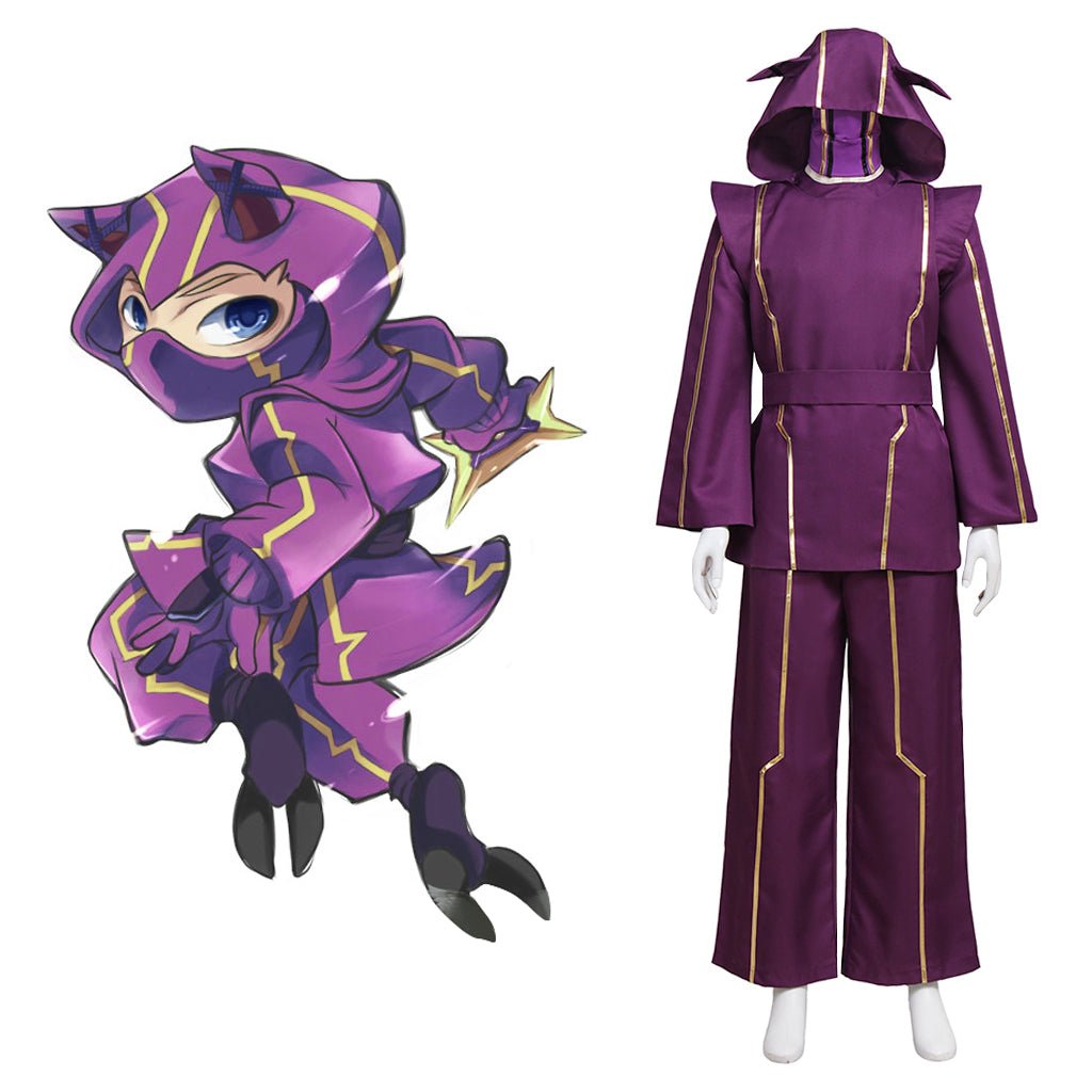 Fantasia de Cosplay LOL Kennen - Uniforme de Batalha Roxo com Chapéu - Série Game Cosplay - Estrela Cosplay