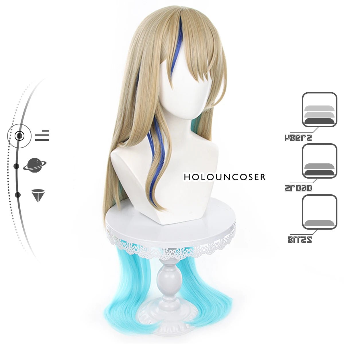 Peruca de Cosplay Serval Honkai Star Rail Rosa Rede Térmica Resistente Fibra Sintética Pente Grampo Ajustável Halloween - Estrela Cosplay