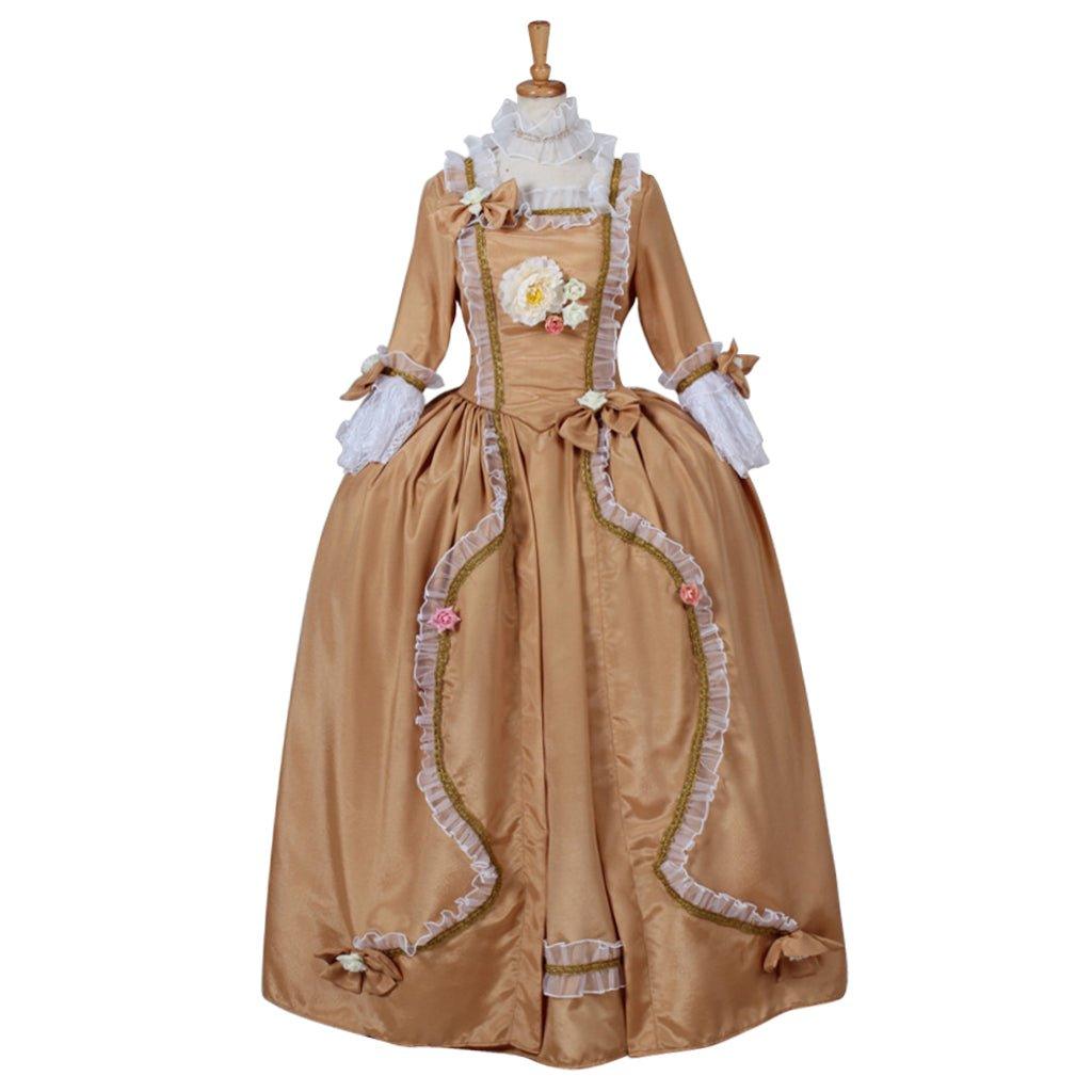 Vestido de Baile Aristocrata Medieval Rococó | Vestido Amarelo Vitoriano | Traje de Princesa do Período Colonial - Estrela Cosplay