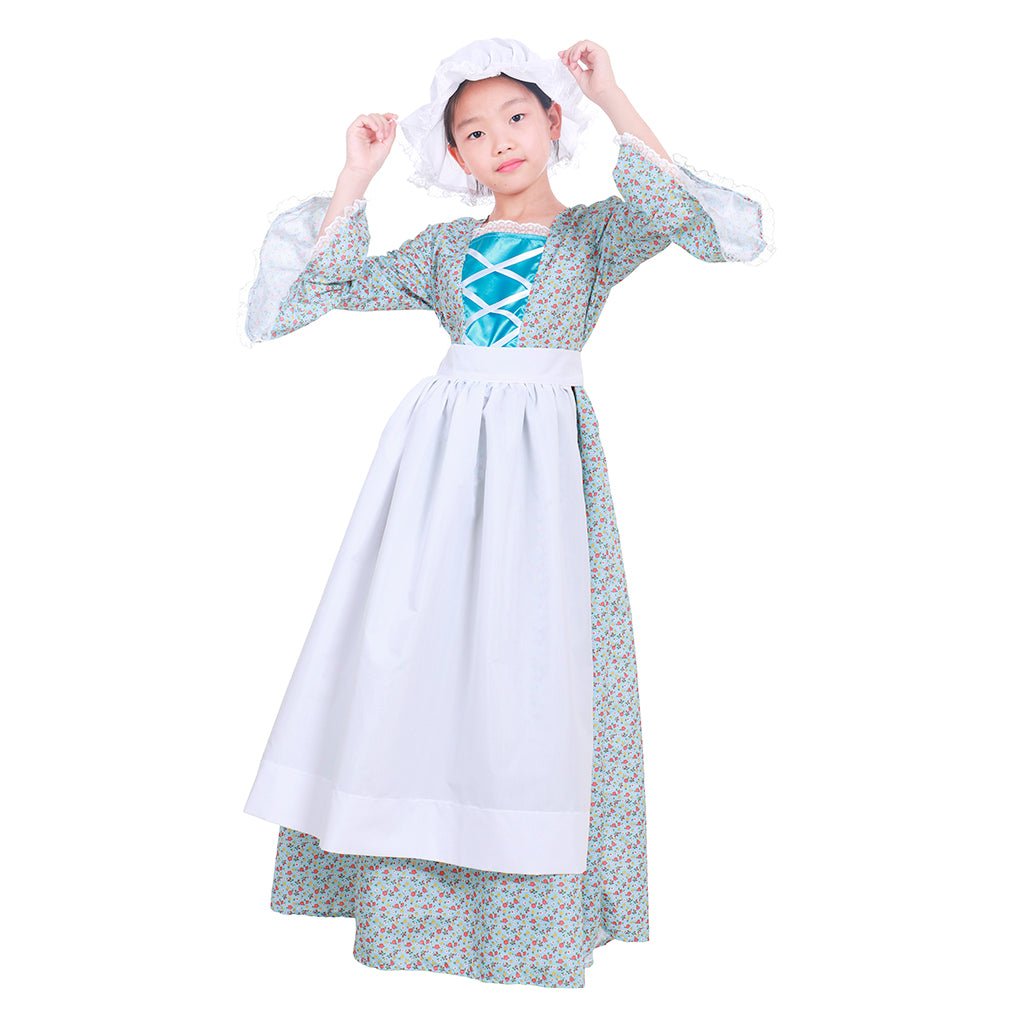 Vestido Vitoriano Pioneiro Pradera para Crianças Traje Colonial Campestre Lolita - Estrela Cosplay