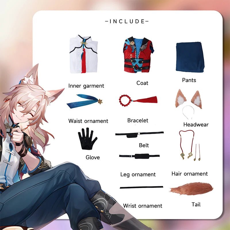 Traje de Cosplay Honkai Star Rail Jiaoqiu - Curandeiro Foxian Jiaoqiu, Uniforme para Halloween e Carnaval com Cauda - Estrela Cosplay