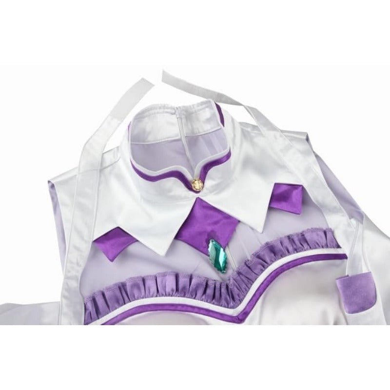Fantasia de Emilia Cosplay - Re:Zero Kara Hajimeru Isekai Seikatsu Vestido de Anime com Tiara para Festa de Halloween - Estrela Cosplay