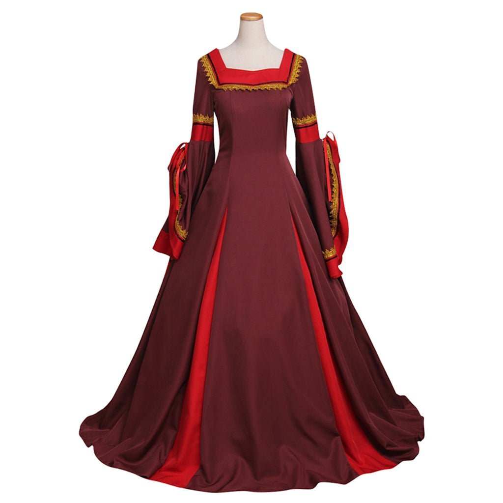 Vestido Vermelho Escuro Vitoriano Medieval Sul Manor para Cosplay, Carnaval e Eventos Históricos - Estrela Cosplay