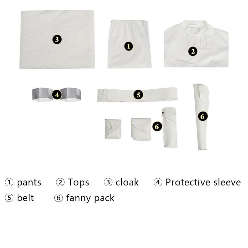 Traje de Cosplay Rainha Amidala Padmé - Roupa de Batalha Branca com Capa para Mulheres - Estrela Cosplay