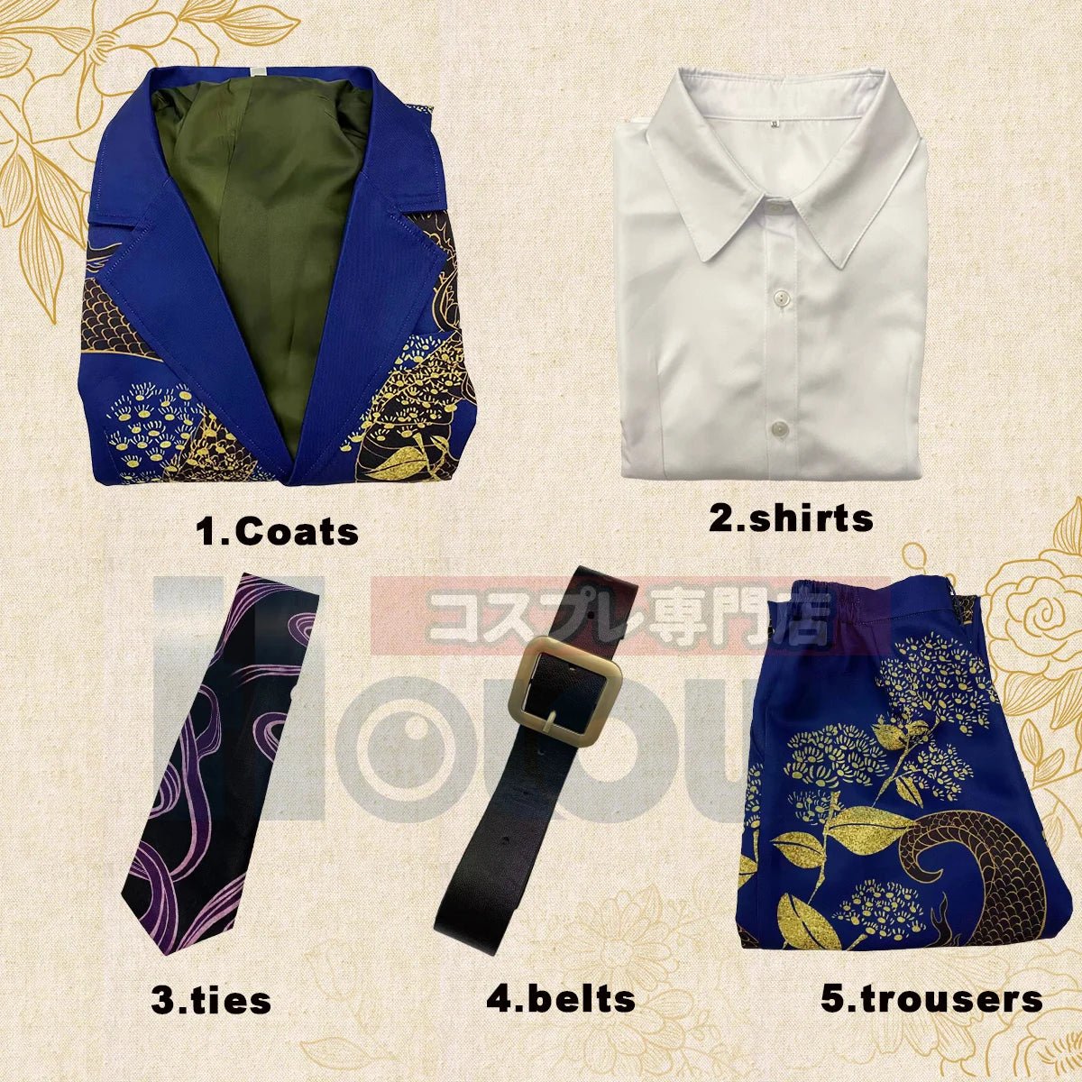 Fantasia de Cosplay de Draken de Tokyo Revengers - Casaco Dragão Azul Conjunto 5 Peças para Anime e Halloween - Estrela Cosplay