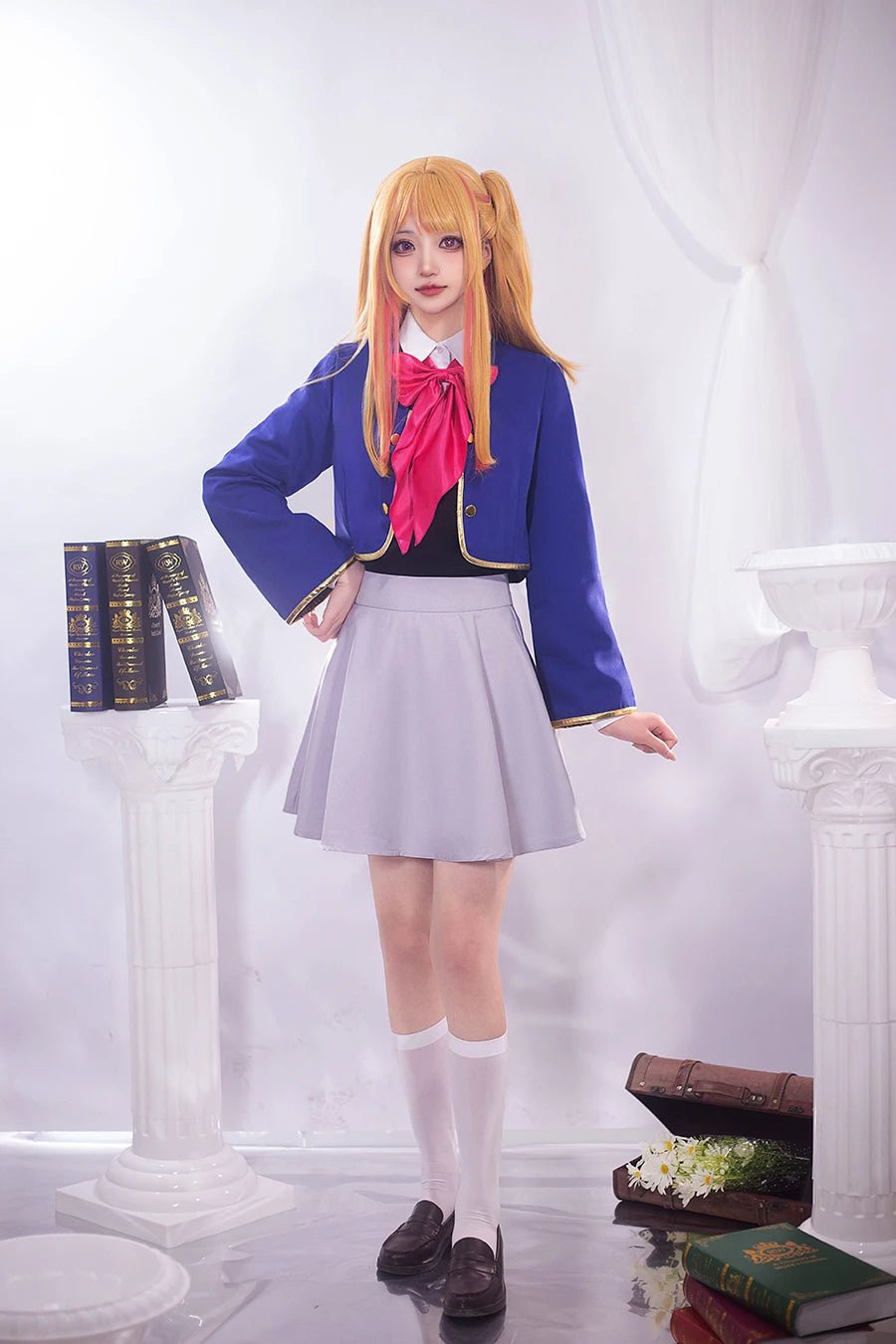OSHI NO KO Anime Rubii Ruby Hoshino Fantasia Peruca Uniforme Escolar Vestido Saia Presente Irmã Festa Rosa Net - Estrela Cosplay