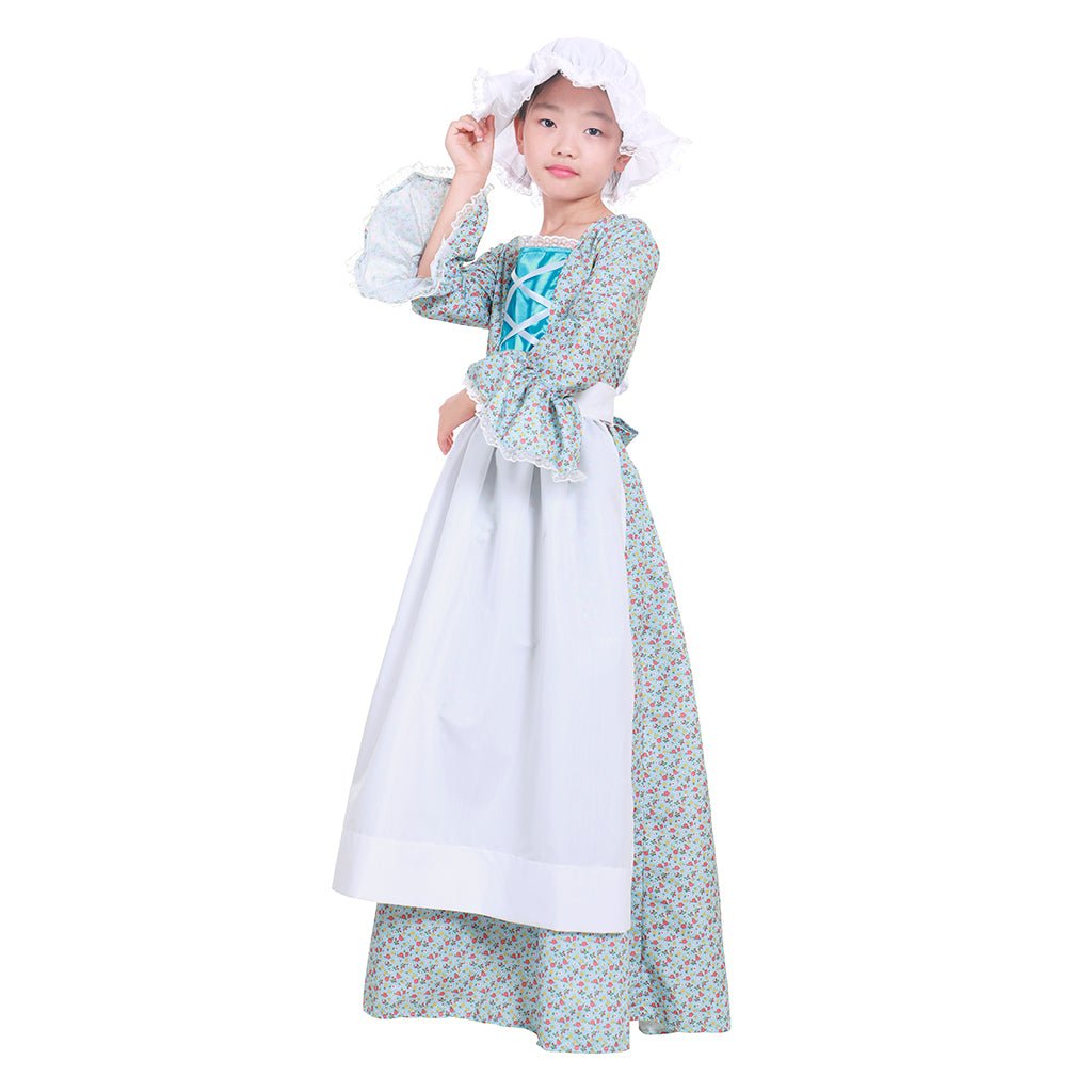 Vestido Vitoriano Pioneiro Pradera para Crianças Traje Colonial Campestre Lolita - Estrela Cosplay