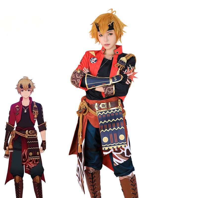 Fantasia Cosplay Thoma de Genshin Impact para Homem - Conjunto Completo com Chapéu para Halloween - Estrela Cosplay